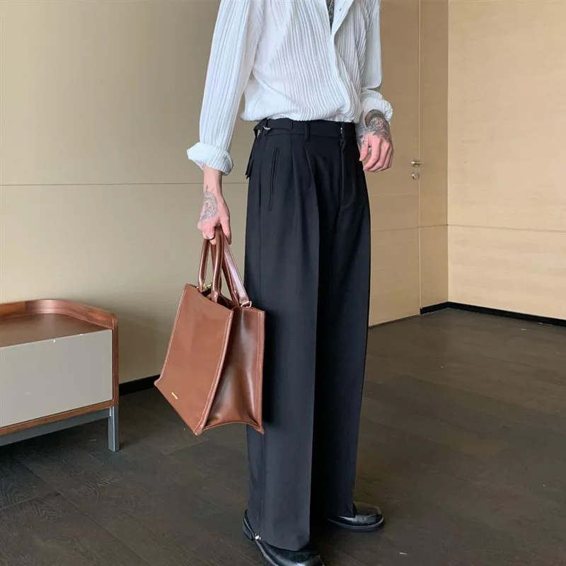 Vintage Solid Color Youth Men's Business Pants Classic Zipper Button Straight Cylinder Casual All-match Trousers,men dress pants