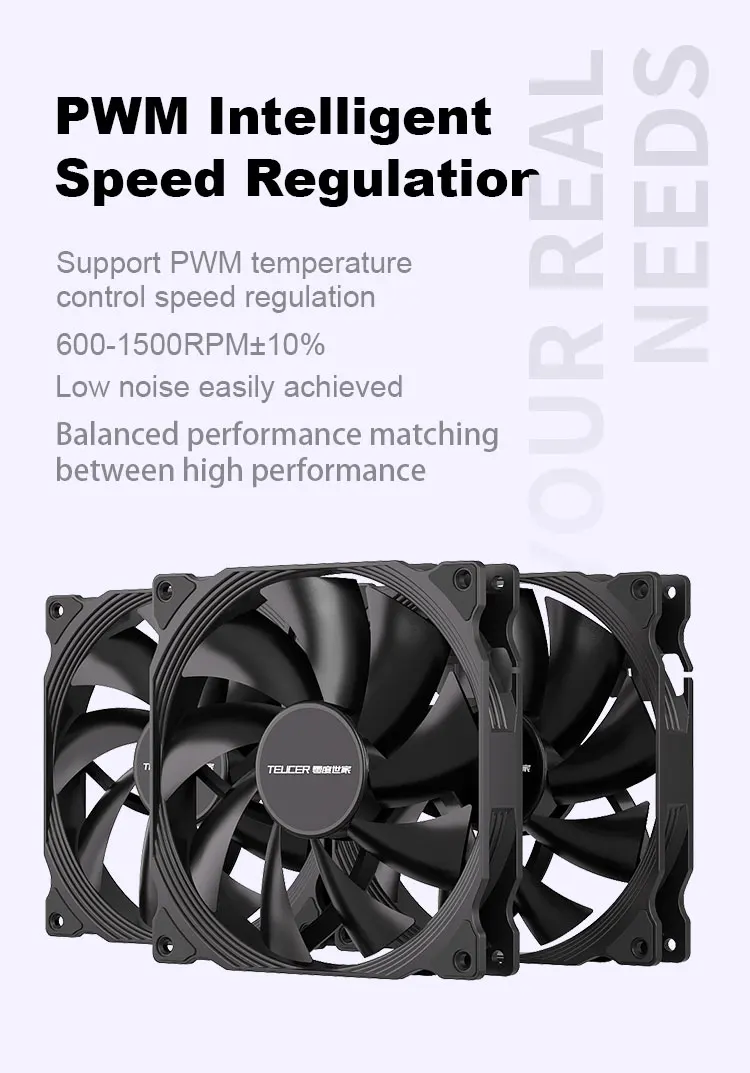 140mm 600-1500RPM High Performance Case Fan 4Pin PWM Intelligent Temperature Con
