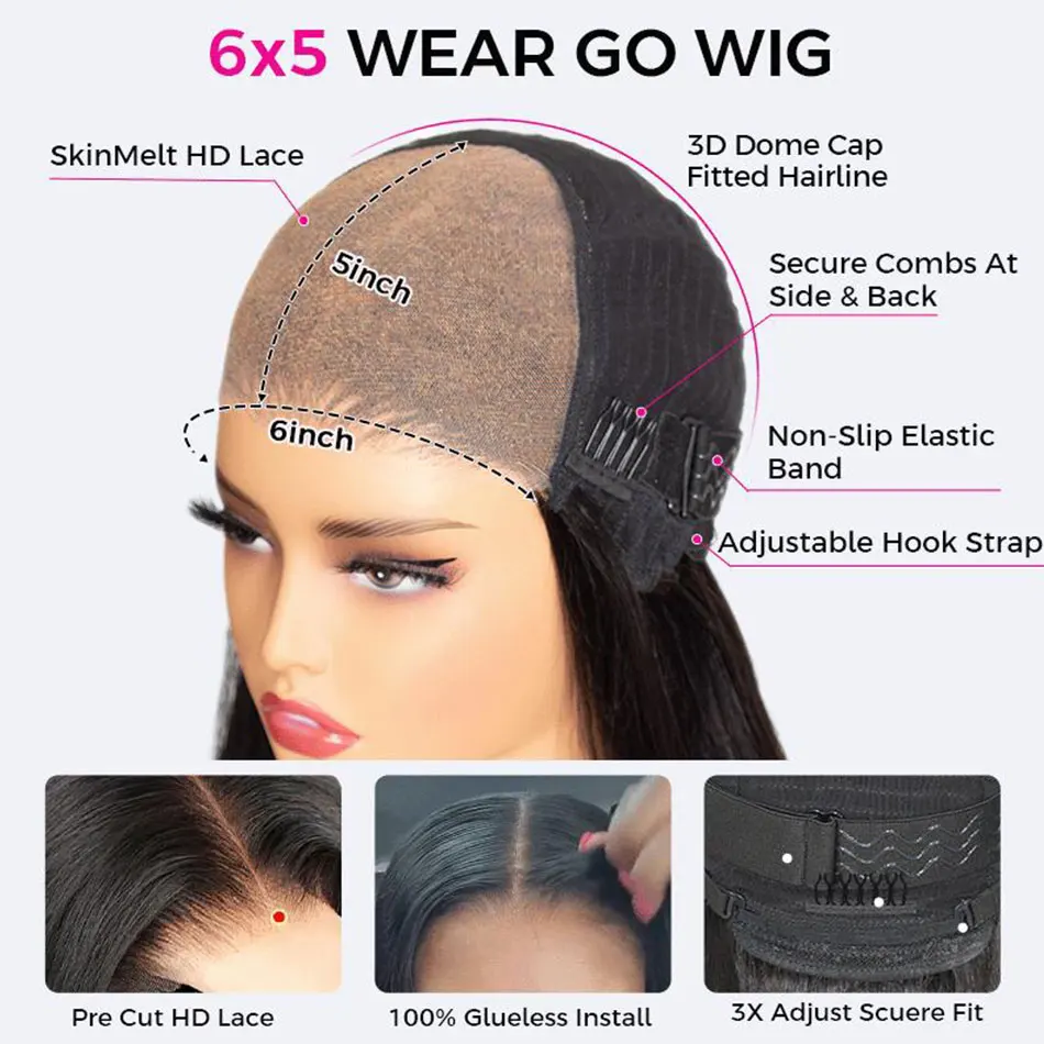 Recool Copper Brown Layered Cut Loose Wave Glueless Wig Human Hair Pre Cut&Bleached 6&times;5 HD Lace Closure Wig