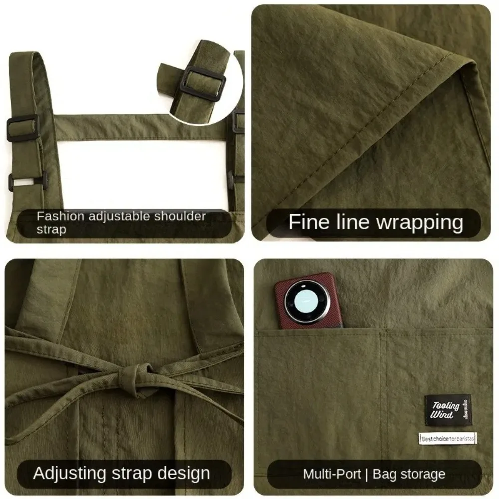 Description Picture 5 of itemNew Professional Barber Apron 2 Sizes Breathable Cooking Aprons Large Pocket Waterproof Working Clothes Hair Salon Tool