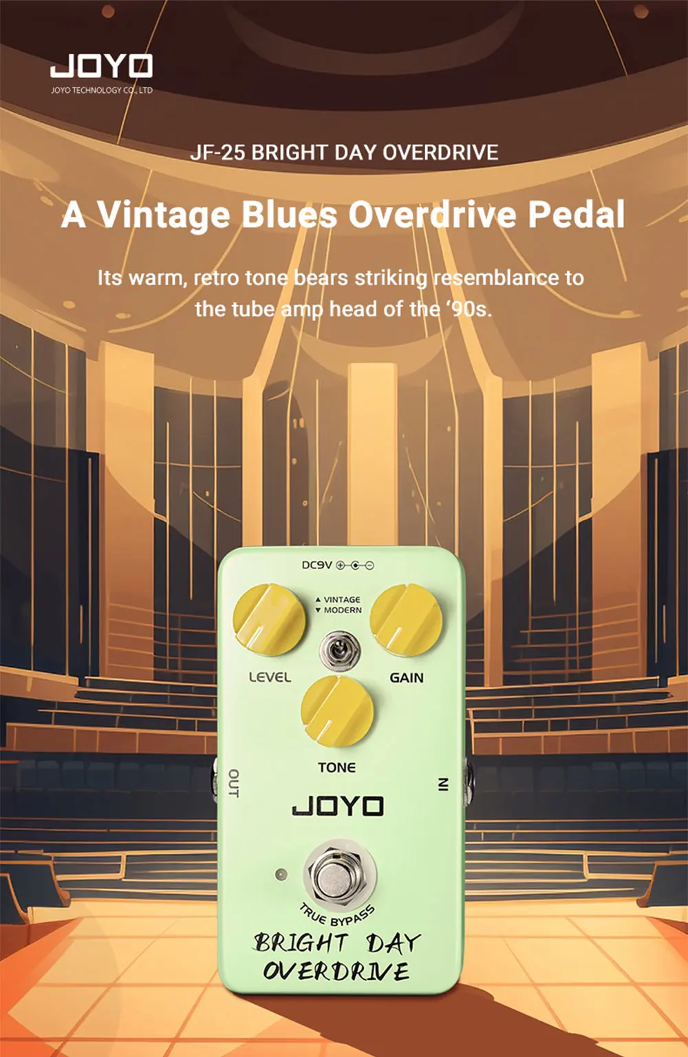 JF-25 BRIGHT DAY Overdrive Guitar Pedal from Vintage to Modern Tone High Gain Bl