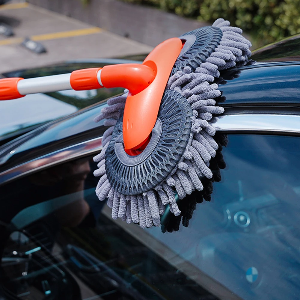 Telescopic Car Wash Brush Long Handle Car Cleaning Mop Portable Chenille Microfiber Cleaning Brush Auto Tools