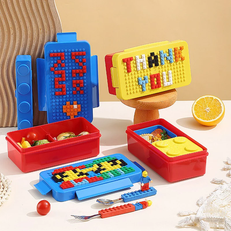 

Creative DIY Lunch Box Picnic Box For Kids Children Building Block Toys Cartoon Tableware Portable Storage Fruit Box