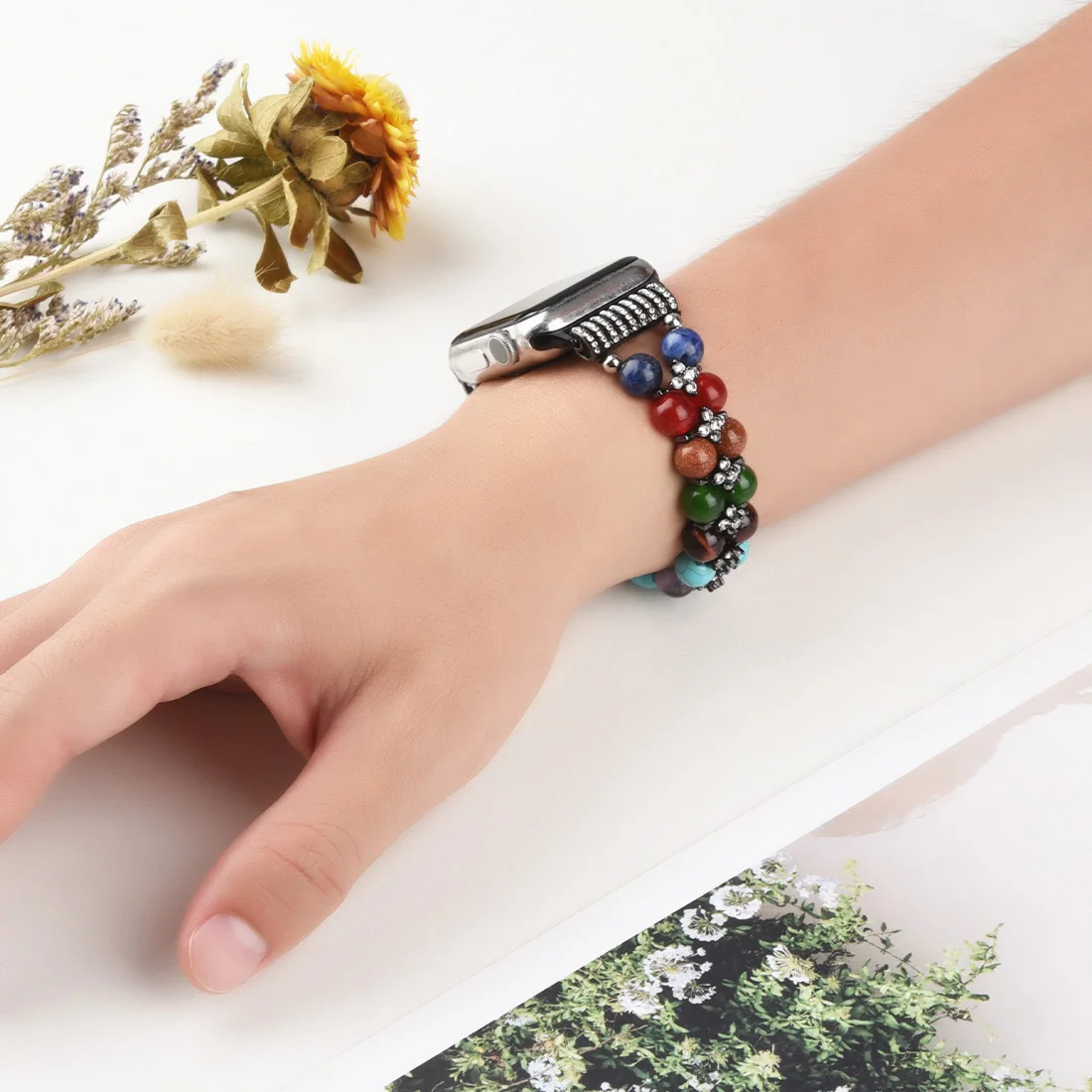 Pearl Elastic Strap for Apple Watch 9 8 7 45mm 41mm Woman Replacement Bracelet Wristband for 6 5 4 SE 44mm 40mm 3 42mm 38mm Band