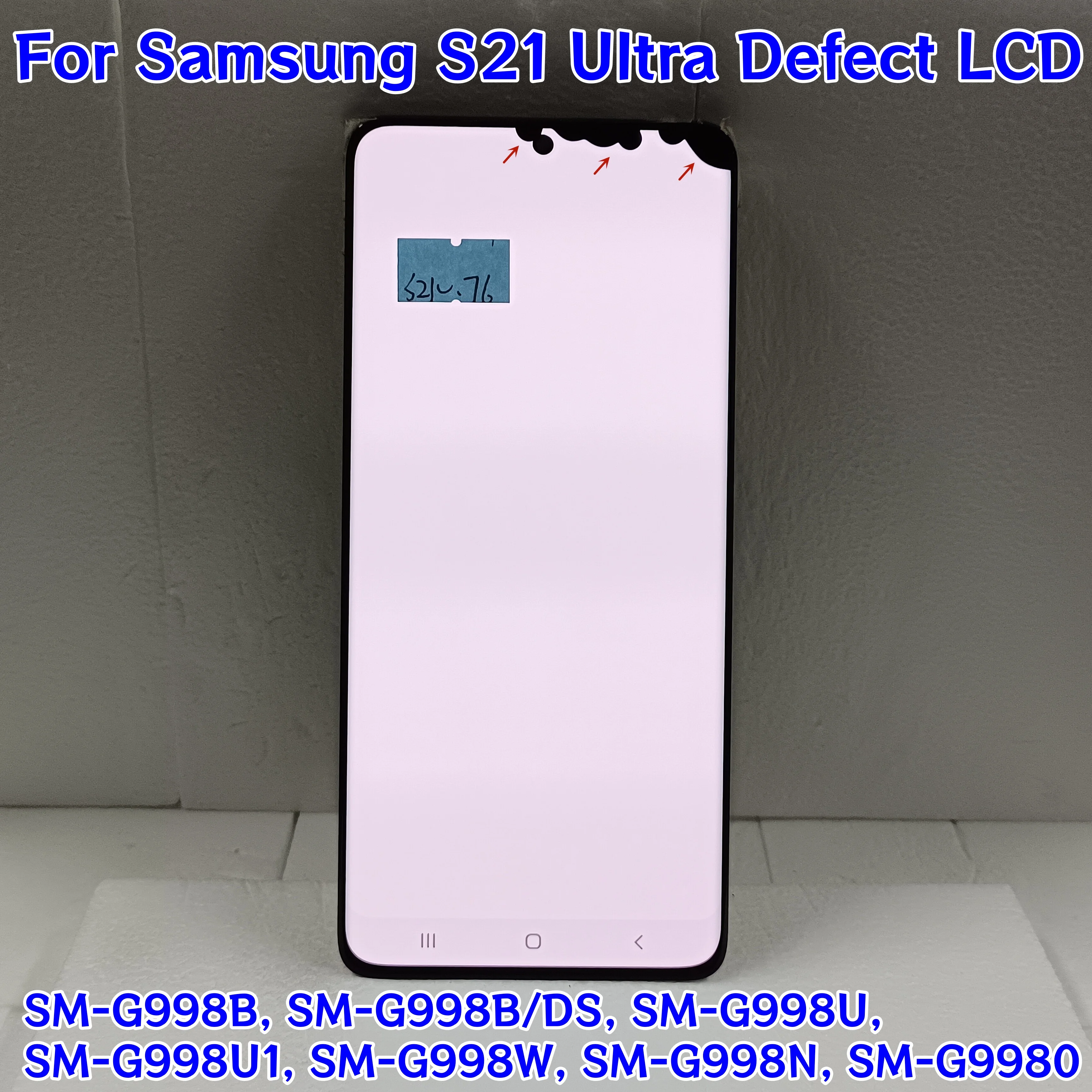 삼성 갤럭시 S21 울트라 5G G998 G998B LCD 디스플레이 터치 스크린 6.8 ``S21ultra G9980 어셈블리 (도트 포..
