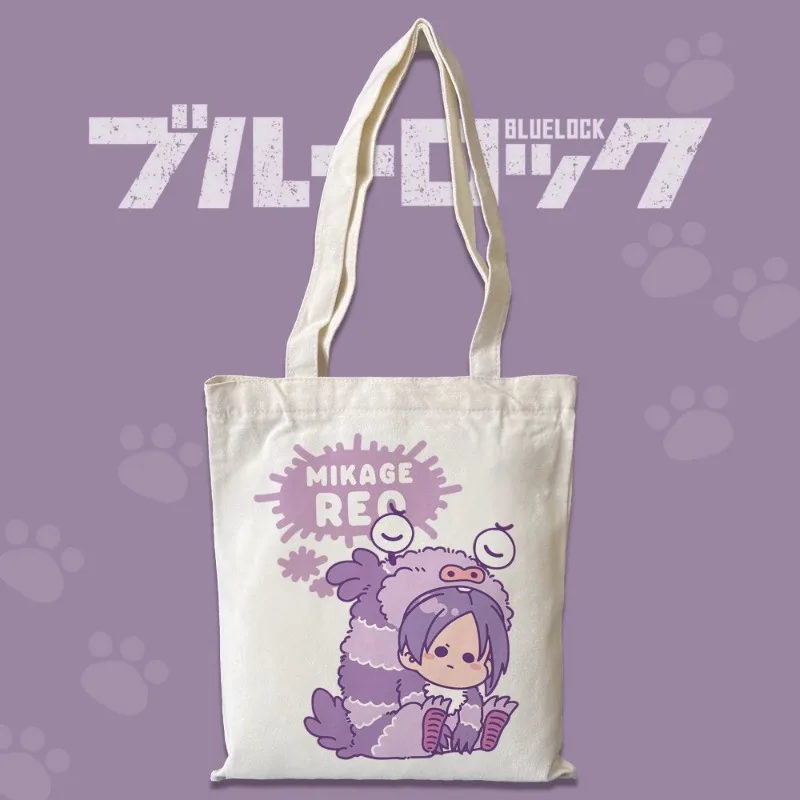 Anime BLUE LOCK Cos Seishiro Nagi Isagi Yoichi Isagi Yoichi Rin Itoshi Etc.  White Simple Cute Cartoon Canvas Bag Gift