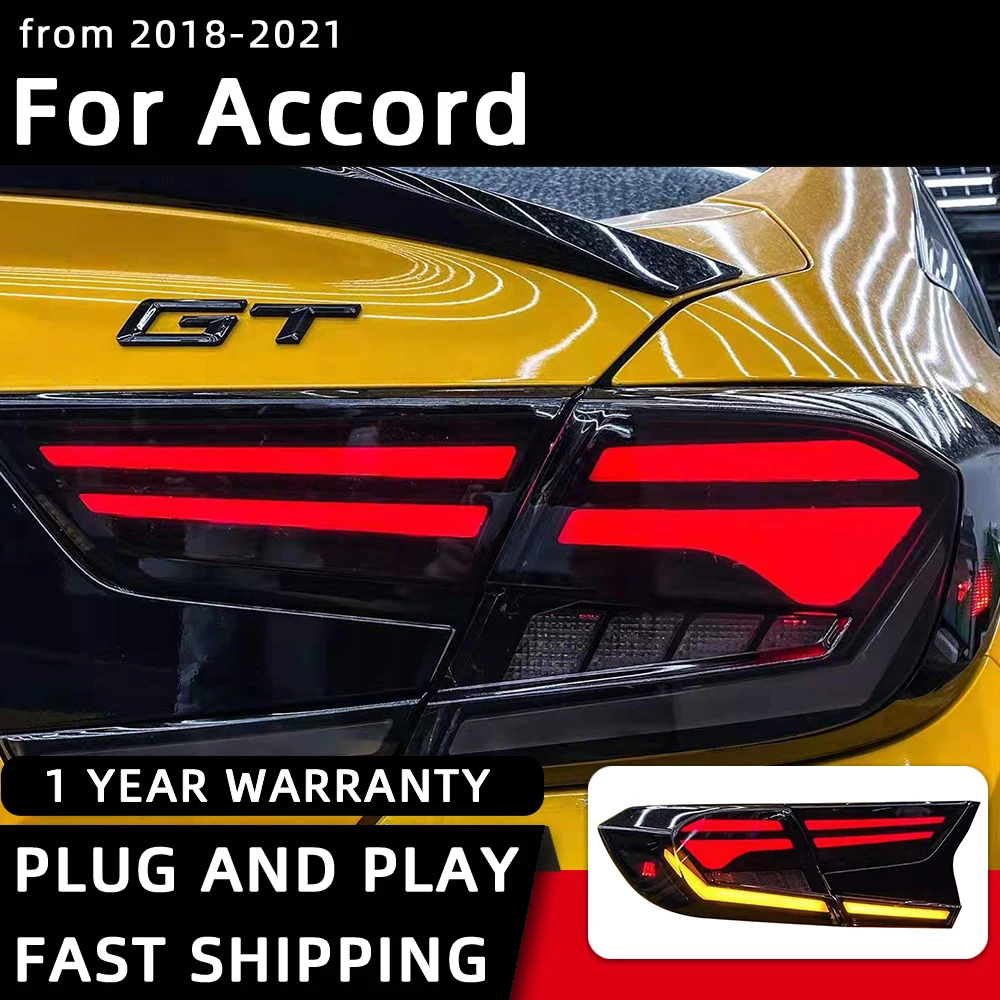 

Автостайлинг, задние фонари для Honda Accord G10, светодиодная задняя фара 2018-2021, задняя фонарь DRL, Задний сигнал поворота, автомобильные аксессуары
