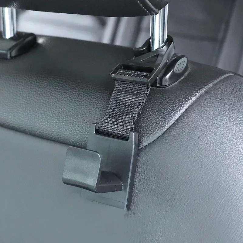 Car Headrest Hooks ABS Polyester Black Multipurpose Organizers