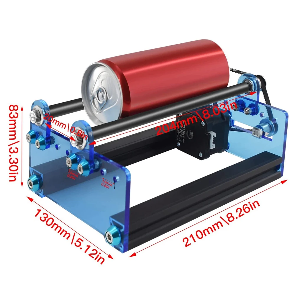 Y-axis Co2 Máquina de Gravação a Laser Rolo Rotativo Módulo de Gravação para Latas de Objeto Cilíndrico Impressora 3d - Imagem 6