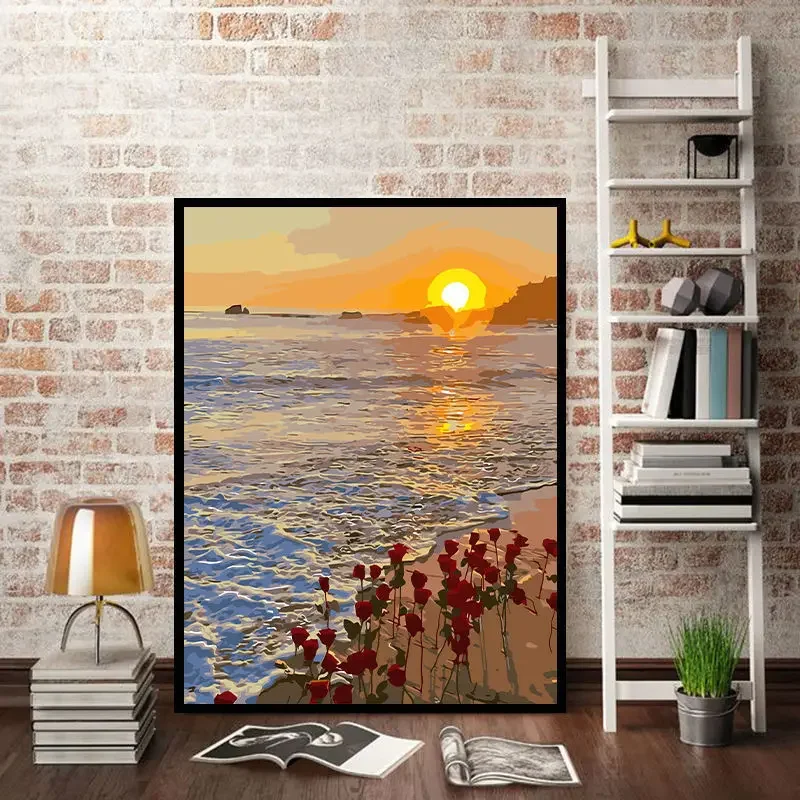 

21186-XZ- Diy landscape figures and animals hand-painted digital oil painting set