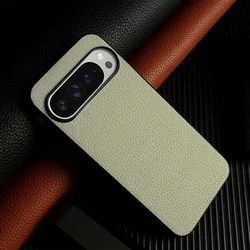 Premium Cowhide Leather Phone Case - Luxury Shockproof Full Protection Back Cover for Google Pixel 5 (Grey6311)