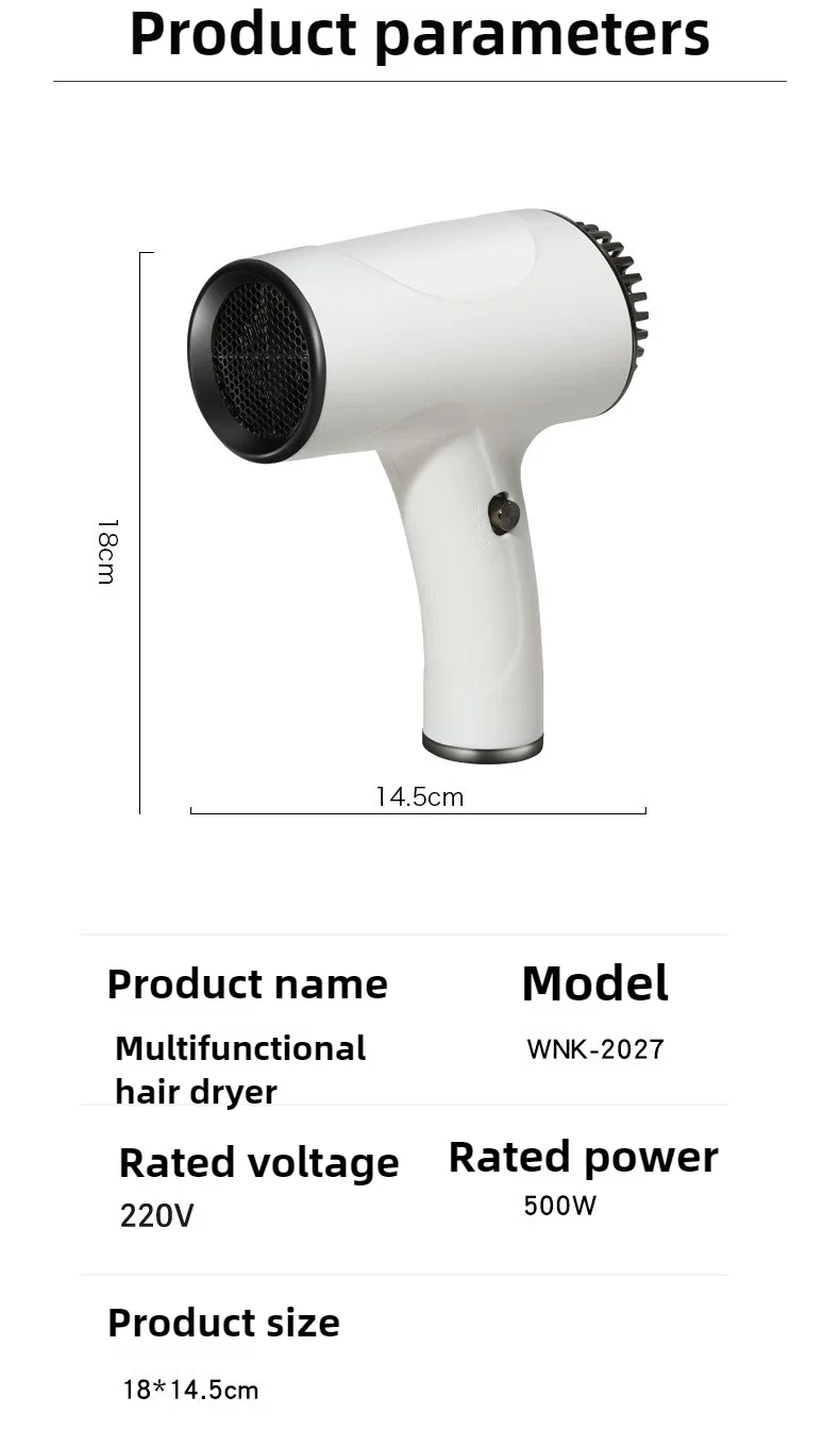 Portable Wireless Hair Dryer 40W-500W Charging Household Hot and Cold  Air Hair Care Quick-drying Hair Dryer High Speed 5