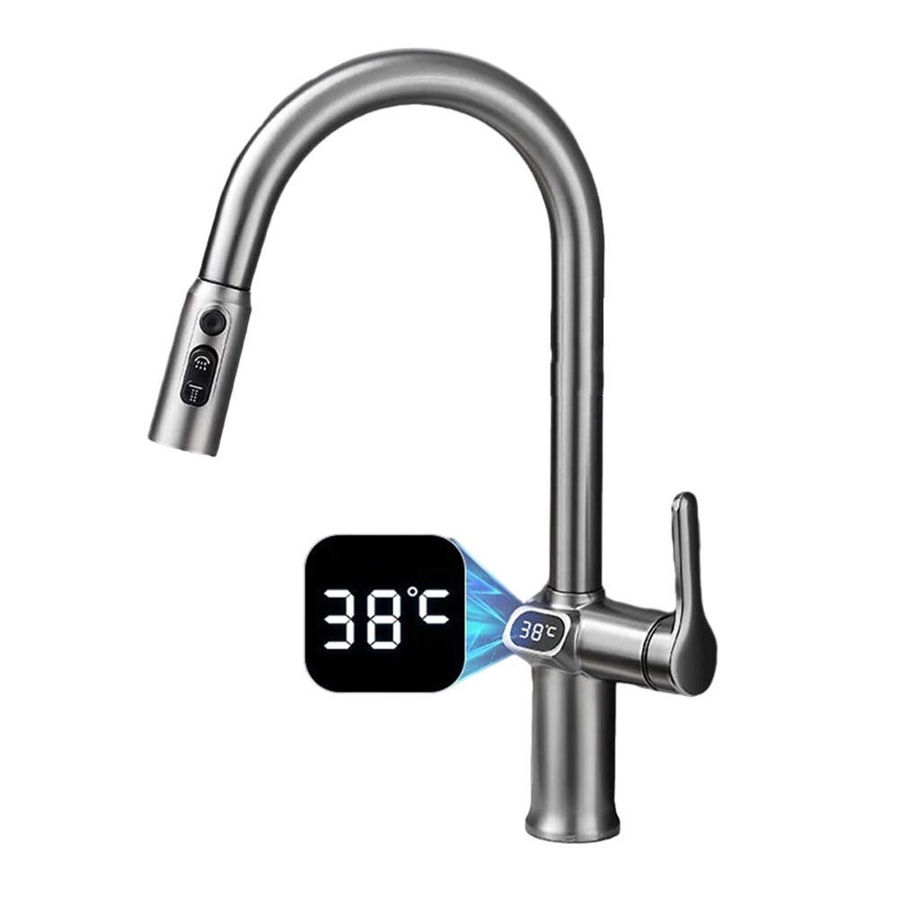 

Kitchen Sink Faucet Kitchen Faucet Rotatable Silver 41*21cm Black Copper Gray Anti-leakage. Exquisite Valve Core