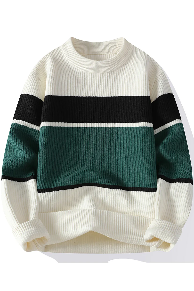 2024  Winter Fashion Sweater Men  Casual Knit Pullovers Mens Thick Warm  Loose Knitted Sweaters O-Neck Streetwear Man 6