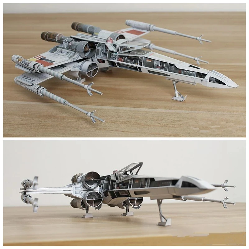 3d Paper Model Paper Jigsaw Puzzle Aircraft Paper Model Incom T-65 X-Wing Starfighter Handcraft Paper Model Kit Handmade Puzzles Toy Desktop Decor Movie Models Collection MINISO Disney