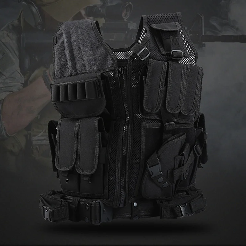 

Outdoor Military Mesh Breathable Multi Pocket Tactical Vest Combat Equipment Hiking Wild Survival Training Protective Belt