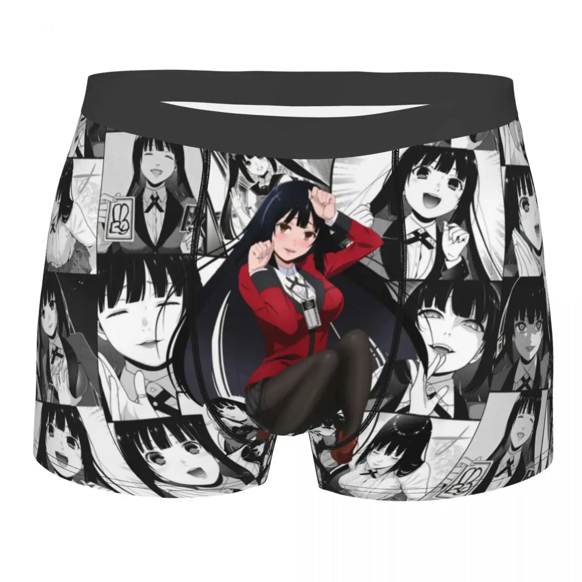 

Мужские боксеры короткие трусики-шорты Kakegurui манга коллаж нижнее белье со средней талией мужское нижнее белье с принтом размера плюс трусы