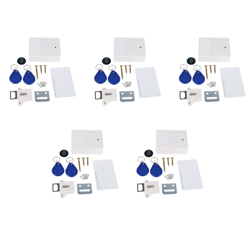 

5X RFID Electronic Cabinet Lock DIY For Wooden Drawer Cabinet, Ready For Use & Programmable(White)