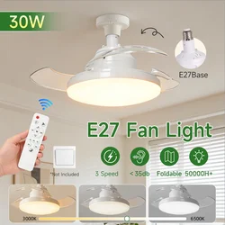 Sleek LED Ceiling Fan Light with Remote Control and Adjustable Dimming - With Remote Control (Type D 30W)