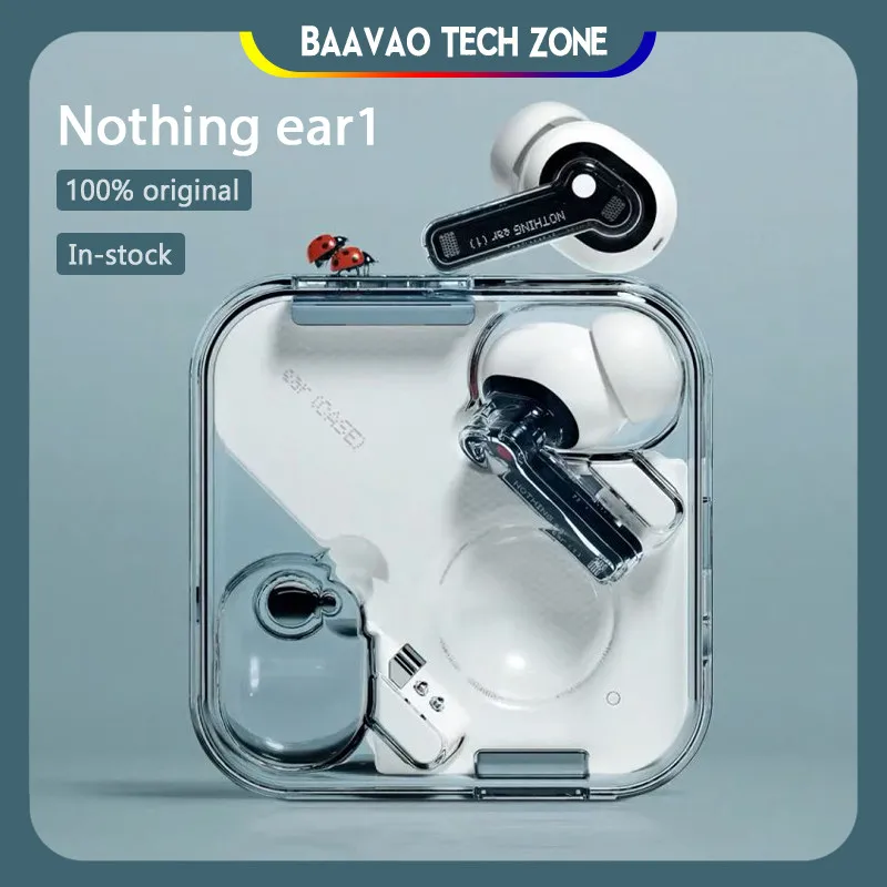  Nothing Ear 1 Wireless Earbuds Bluetooth 5.2 Dynamic Earphone In-Ear Ergonomic Design Headset Hybrid ANC Noise Reduction Bass 