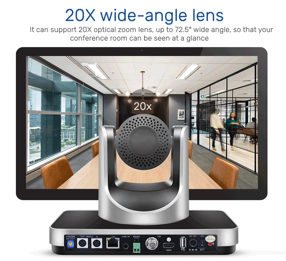 HCSTVCON Video Conference Camera NEW PTZ Camera Live Streaming 20X with HDMI SDI LAN USB for Church Business Meeting