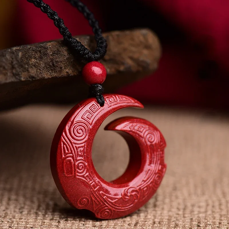 Natural Raw Mineral Cinnabar Pendant Necklace