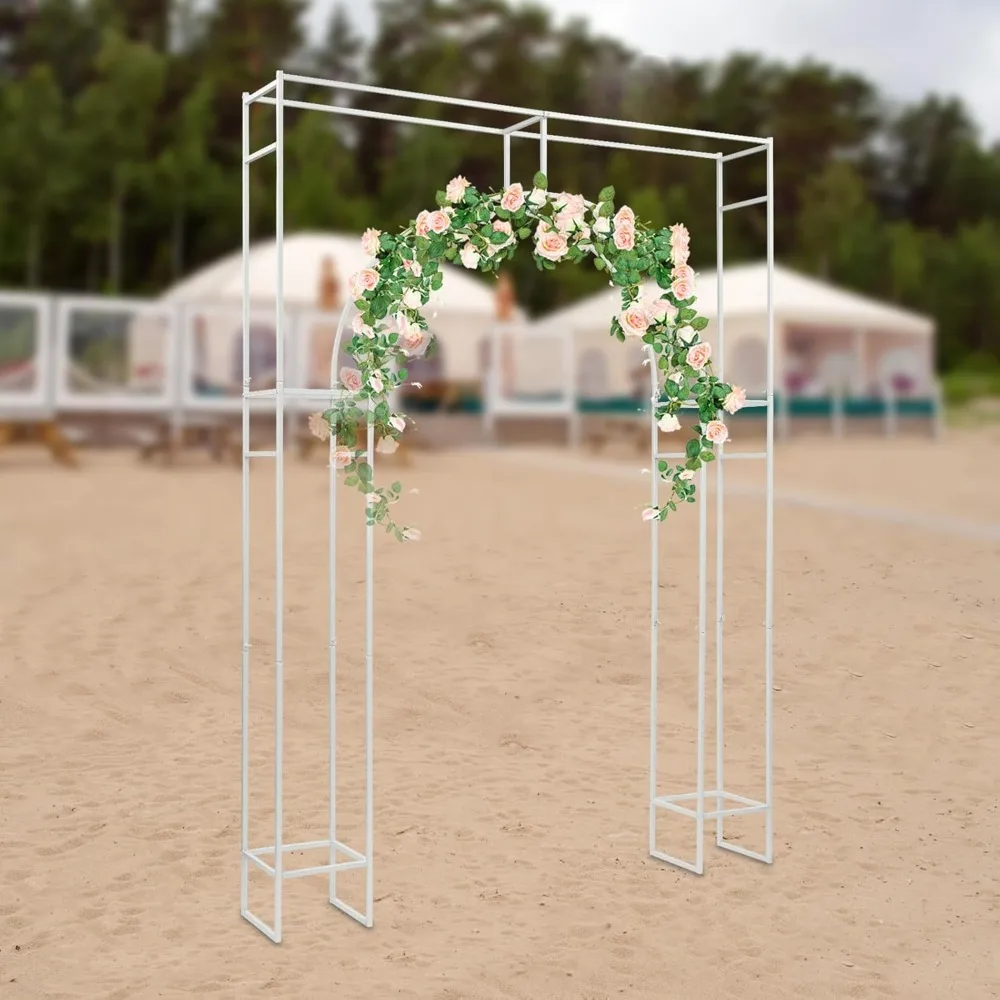 Wedding Arch Backdrop Stand White Square & Arch Wedding Arches for Ceremony Square Metal Balloon Stand Garden Arbor