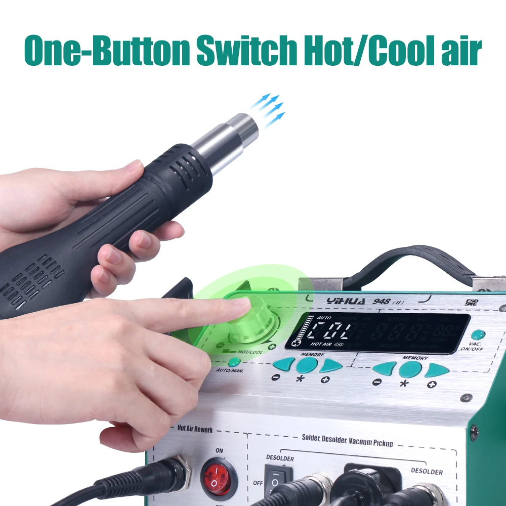 YIHUA 948-II Soldering Station 780W 4 In 1 Hot Air Gun Soldering Iron Suction Pen Desoldering Station Rework Welding Repair Tool 5
