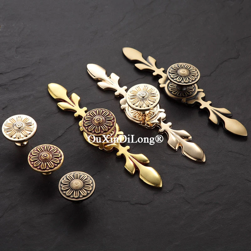 

Retro 4PCS Pure Brass European Antique Furniture Handles Drawer Pulls Cupboard Wardrobe Kitchen Shoe TV Wine Cabinet Pulls Knobs