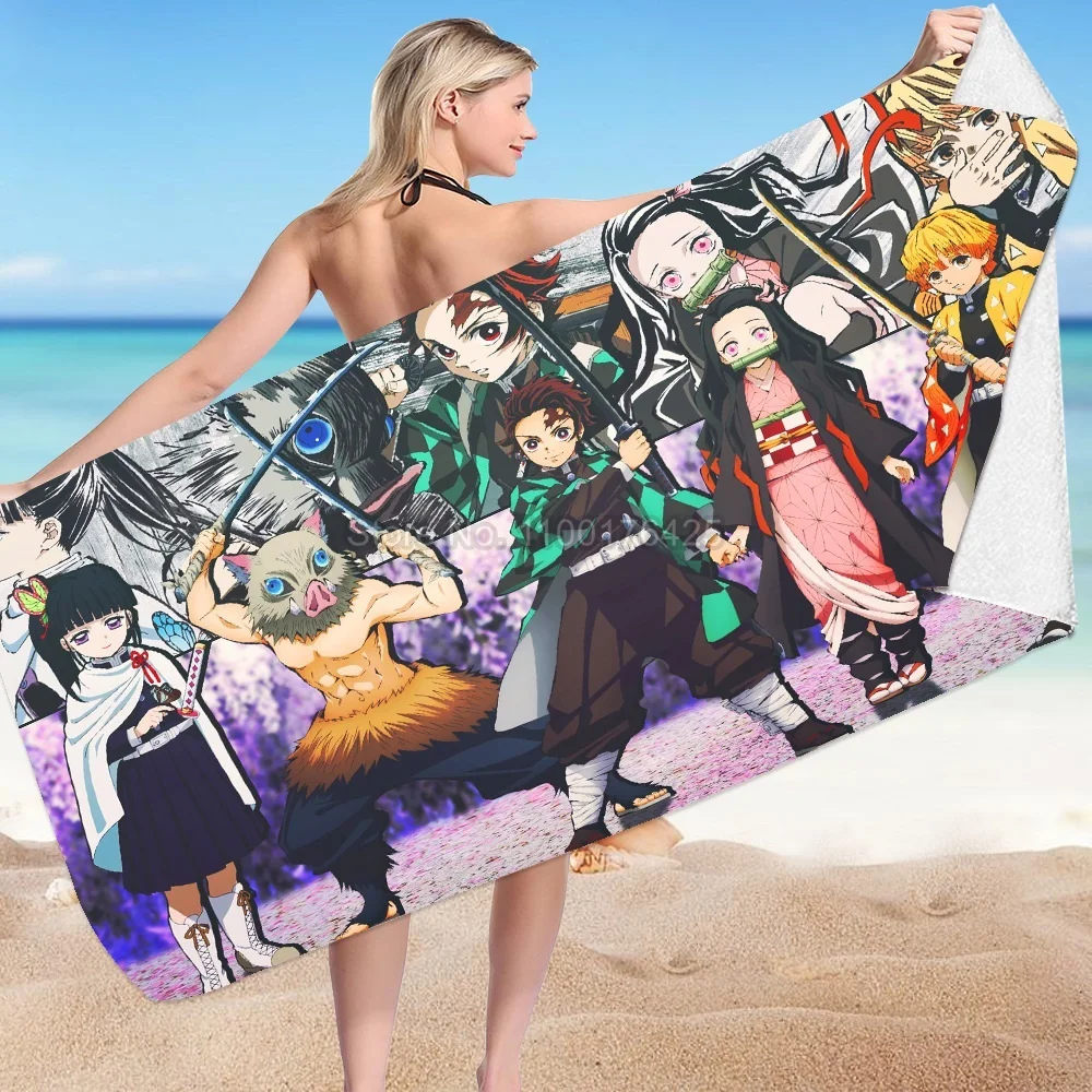 Demon Slayer Beach Towel | Demon Slayer Bath Towel | Microfiber Bath ...
