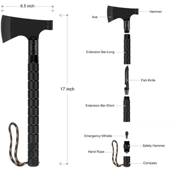 Carbon Steel Multi functional Battle Axe Portable Survival Axe Tool for Outdoor Camping, Hunting, and Emergency Situations 6