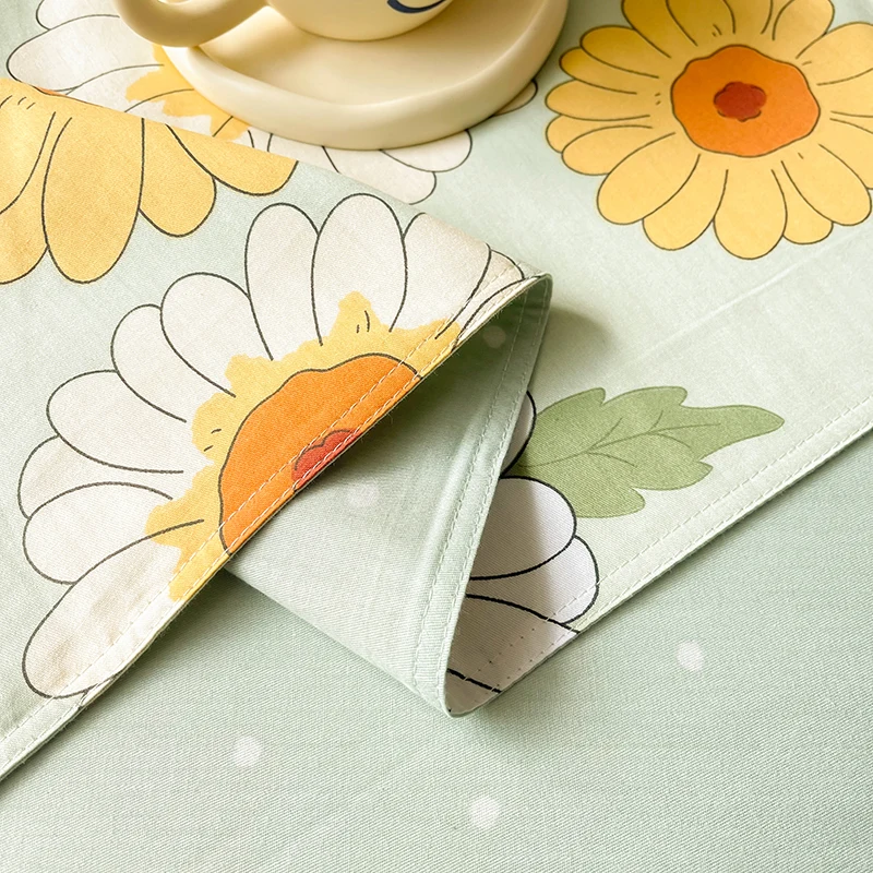 Daisy Cotton Sheet Set Queen Size Kids Room Botanical Flower Bedding Set Bed Sheets and Pillowcases Flat Sheet for Bedroom Decor 6