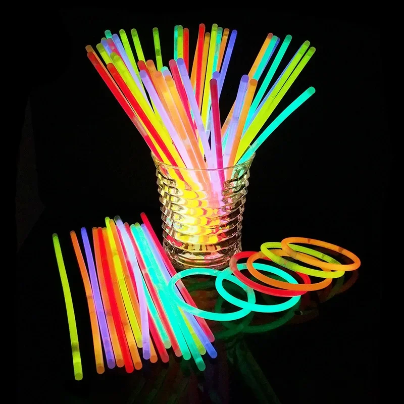 

100pcs Fluorescence Light Glow Party Sticks Bracelets Necklaces Neon for Wedding Party Glow Sticks Bright Colorful Glow Stick