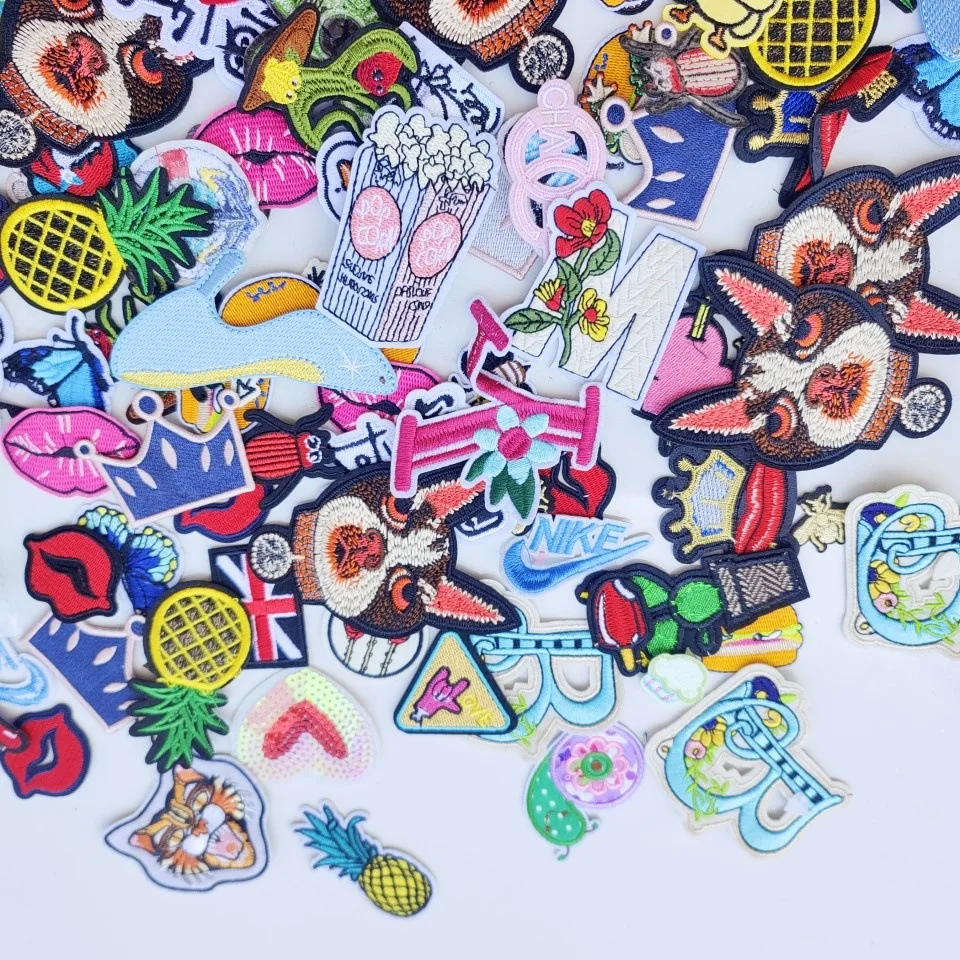 30 개/몫 패치에 수 놓은 철 DIY 공예 의류 청바지 배지에 대 한 열 Applique 스티커 바느질 패치
