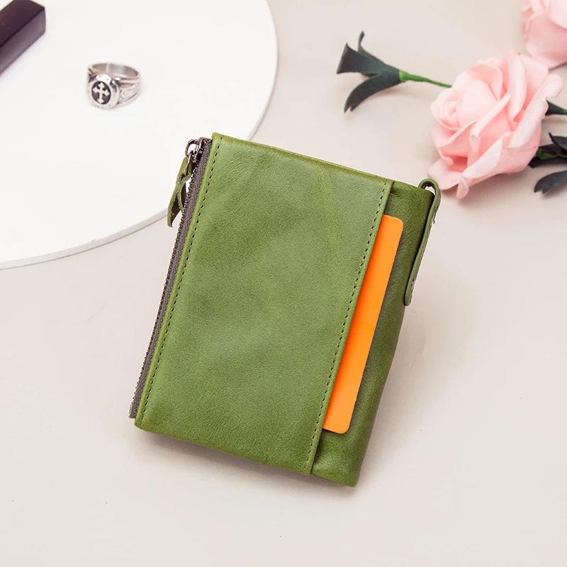 CONTACT'S Genuine Leather Wallets for Women Vintage Bifold Fashion Business Purse Card Holder Coin Purse Money Clip Men Wallets 2