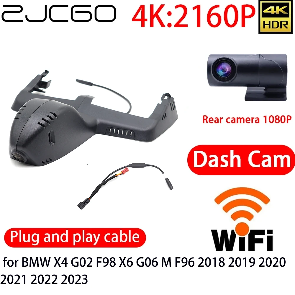 

ZJCGO 4K Car DVR Dash Cam Wifi Front Rear Camera 24h Monitor for BMW X4 G02 F98 X6 G06 M F96 2018 2019 2020 2021 2022 2023