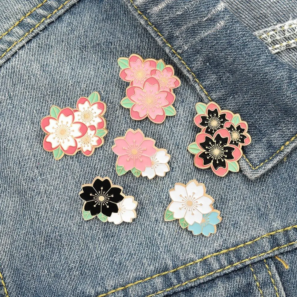 

1Pc Sakura Enamel Pin Cherry Blossom Brooches Bag Lapel Pin Cartoon Flowers Badge Jewelry Gift