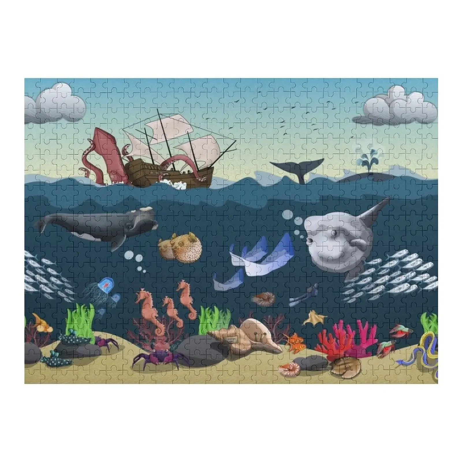 Ocean Scene Jigsaw Puzzle Wood Adults Baby Toy Personalized Baby Object Puzzle ocean colour scene saturday