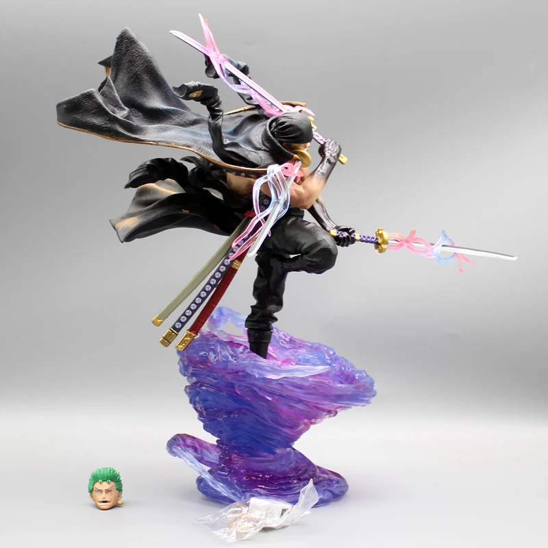 36cm One Piece Roronoa Zoro housetop kimono Three knife flow Action Figure  statue model Home decorations