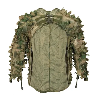 Mantello travestito con foglie tattiche Abiti da caccia Mesh Aldult Tuta Ghillie traspirante CS Tuta da tiro Attrezzatura da caccia all'aperto