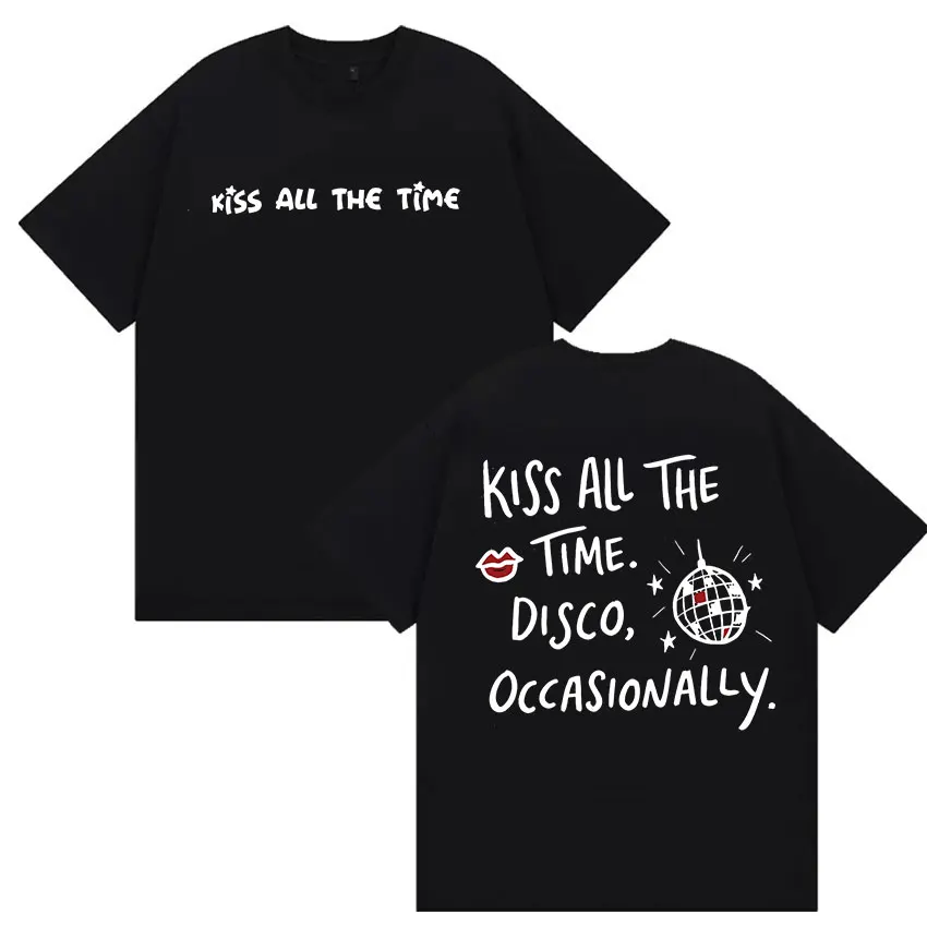 2026 해리 스타일스 Kiss All The Time Disco Occasionally 프린트 T 셔츠 남성 여성 캐주얼 패션 코튼 반팔 티셔츠