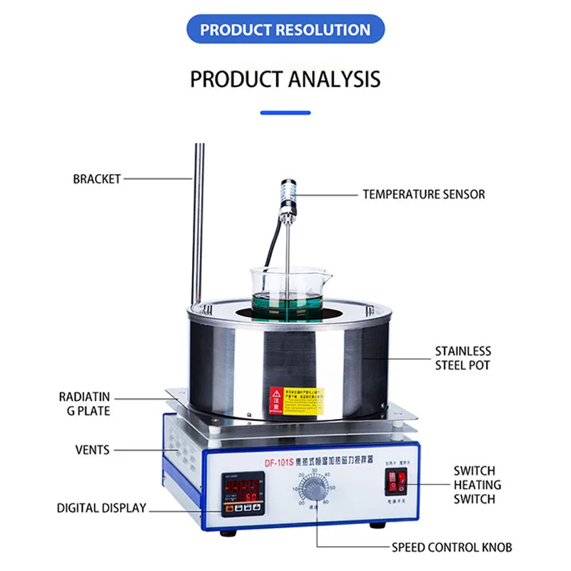 実験室用マグネチックスターラー,実験室用デジタルディスプレイ付き水混合溶液,DF-101S v,2l,220コレクション AliExpress