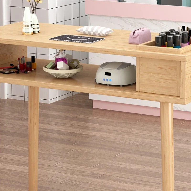 Salon Simple Nail Table Wooden Nordic Receptionist Speciality Manicure Table Minimalist Vacuum Manicure Tafel Furniture HD50ZJ