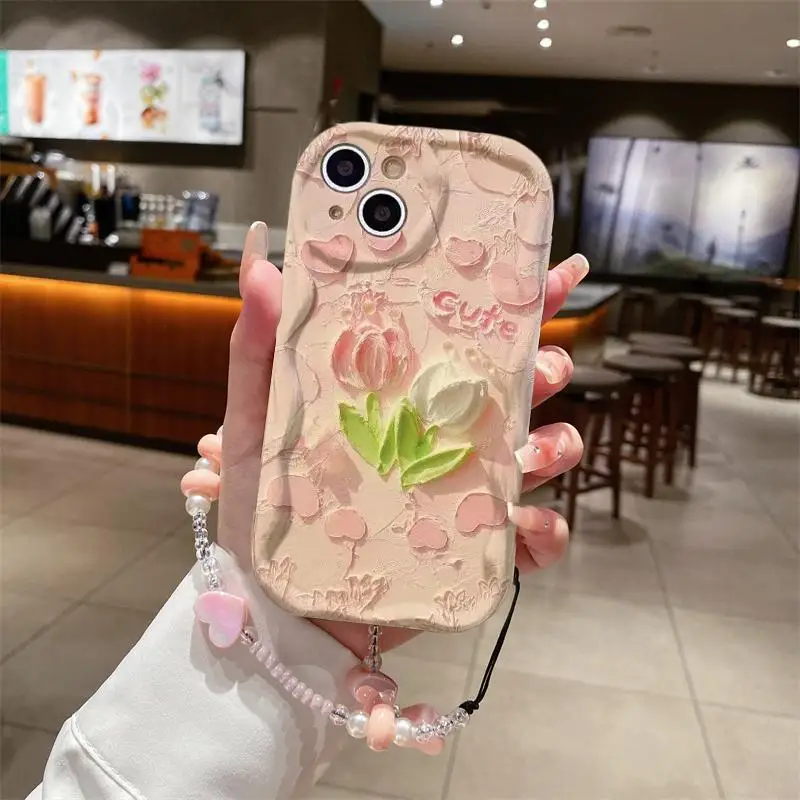 Elegant Heart Flower Chain Phone Case - Chic & Stylish Protection