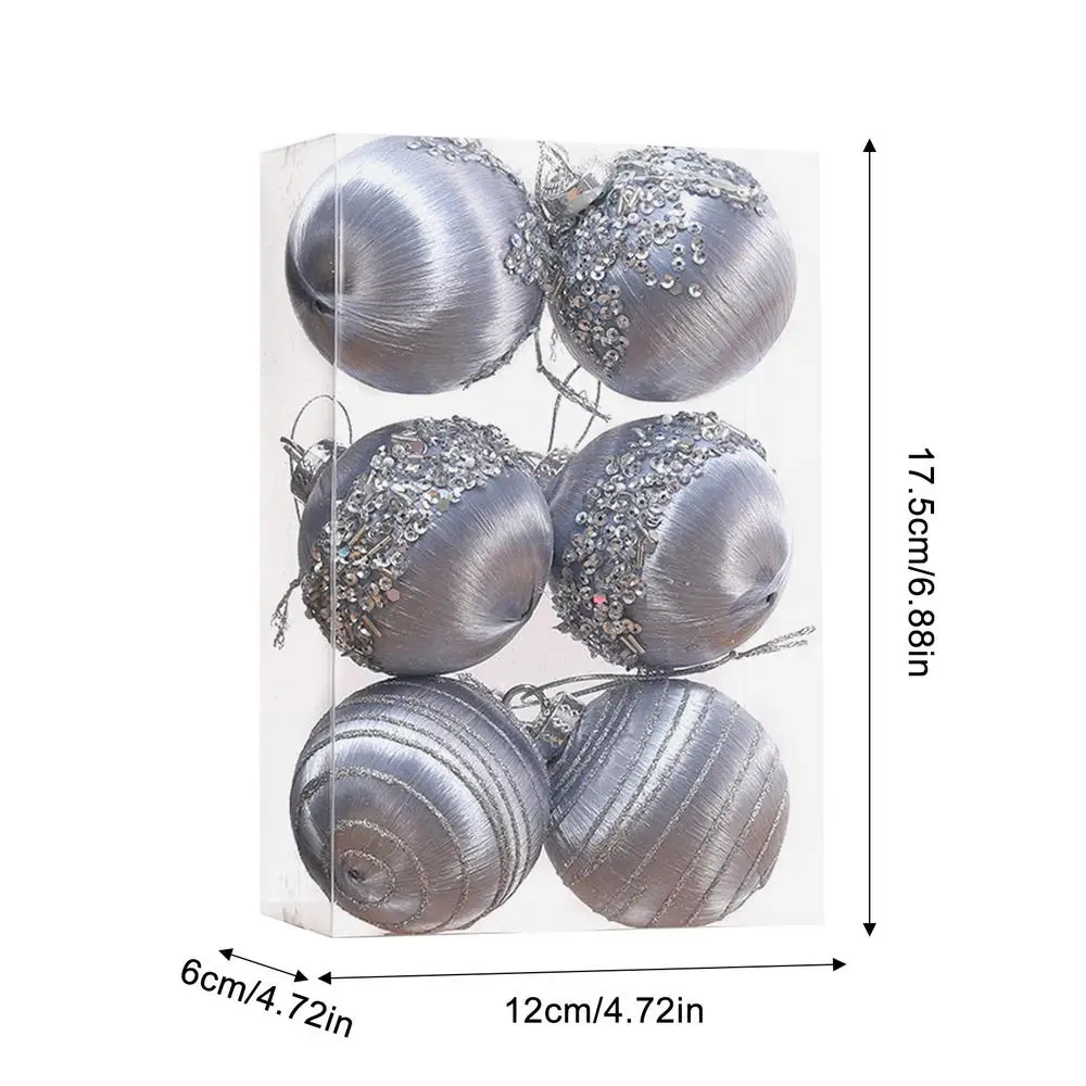thumbnail image 1 of Christmas Tree Decoration Ball Shatterproof Christmas Balls Ornaments Velvet Set With Metal String 6pcs Christmas Balls Kit Pool, 1 of 5
