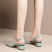 Women Peep Toe Pumps Mid-heel Light Weight Green Slip on Summer Shoes Lady Casual Escarpins Femme Tacones Mujer Zapatillas 2022 2