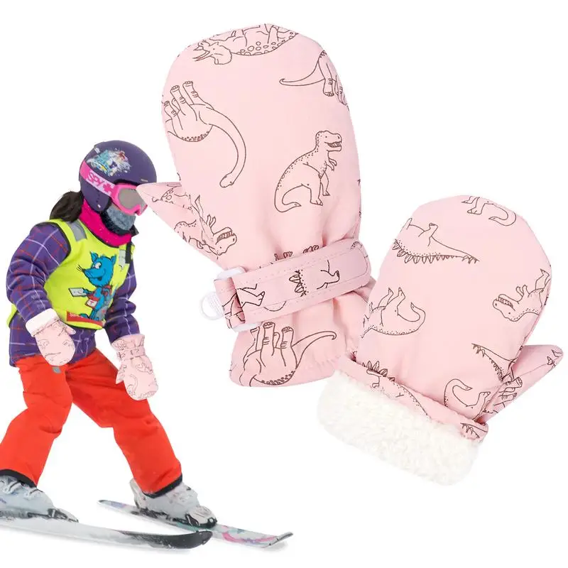 

Kids Mittens Winter Waterproof Warm Snow Gloves Toddler Gloves Kids Mittens Child Ski Gloves Dinosaur Pattern Toddler Mittens