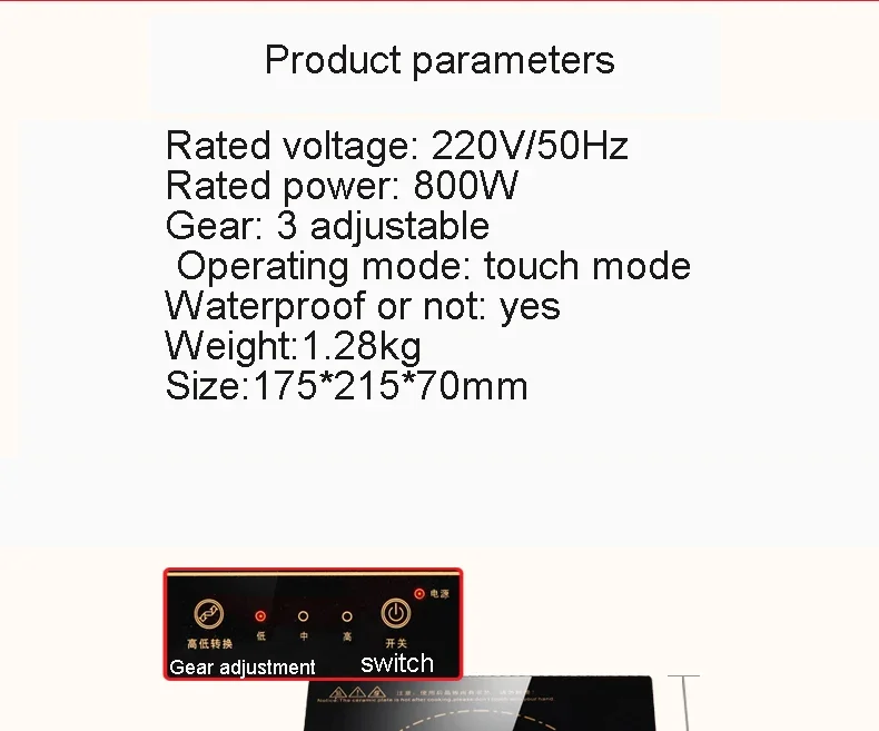 Description Picture 5 of itemMini Electric Magnetic Induction Cooker Wire control Embedded Hotpot Hob Burner Waterproof hot pot Tea Boiler Stove Cooktop 800W