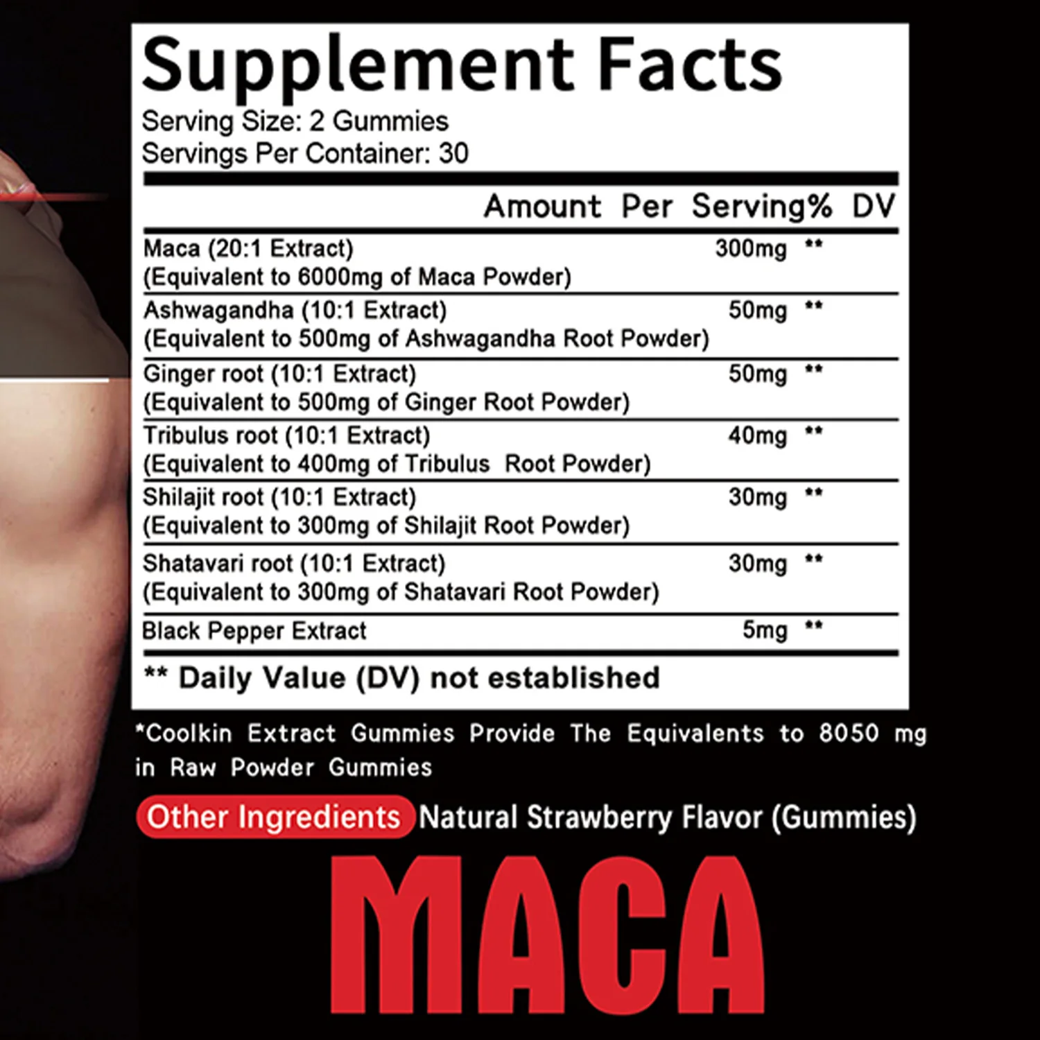 Black Maca Gummies-Performance and Mood Supplement, Supports Natural Health, Muscle Growth, Energy-60 Gummies