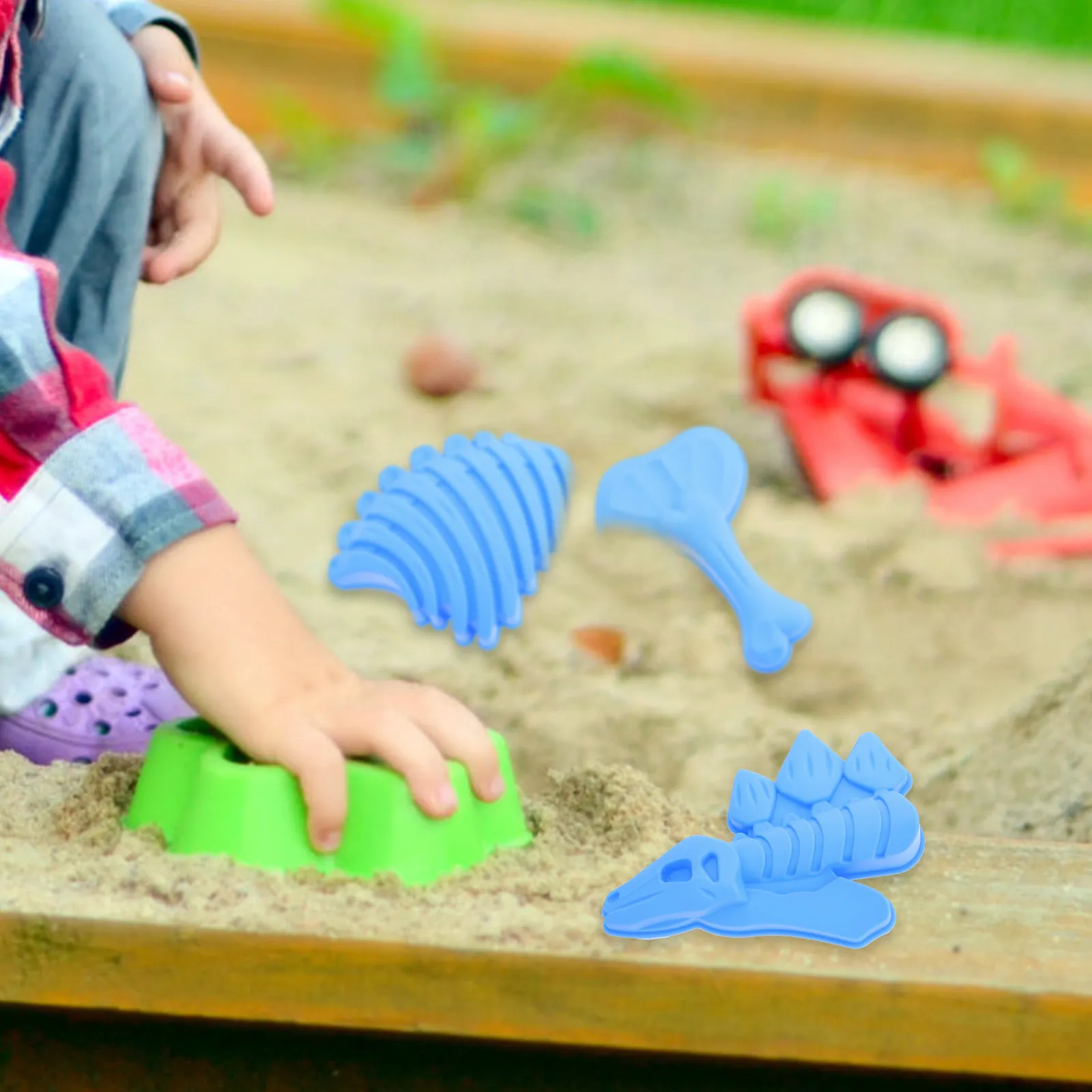 4 세트 공룡 금형 플라스틱 모래 금형 크리 에이 티브 해변 모래 Playset 어린이를위한 교육 도구 공룡 장난감